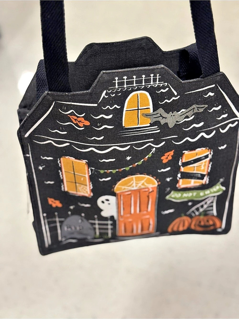 Halloween Haunted House Tote in Black & Orange